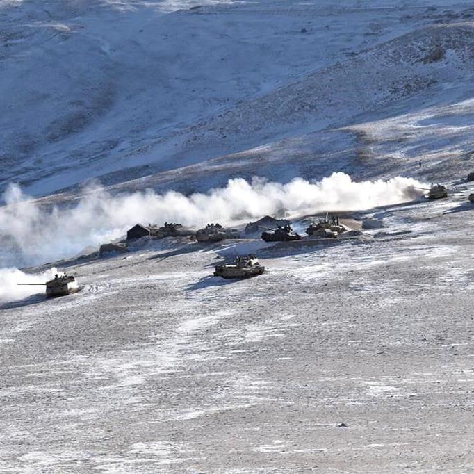 An Indian military tank sinks while crossing a river in a region bordering China, killing 5 soldiers